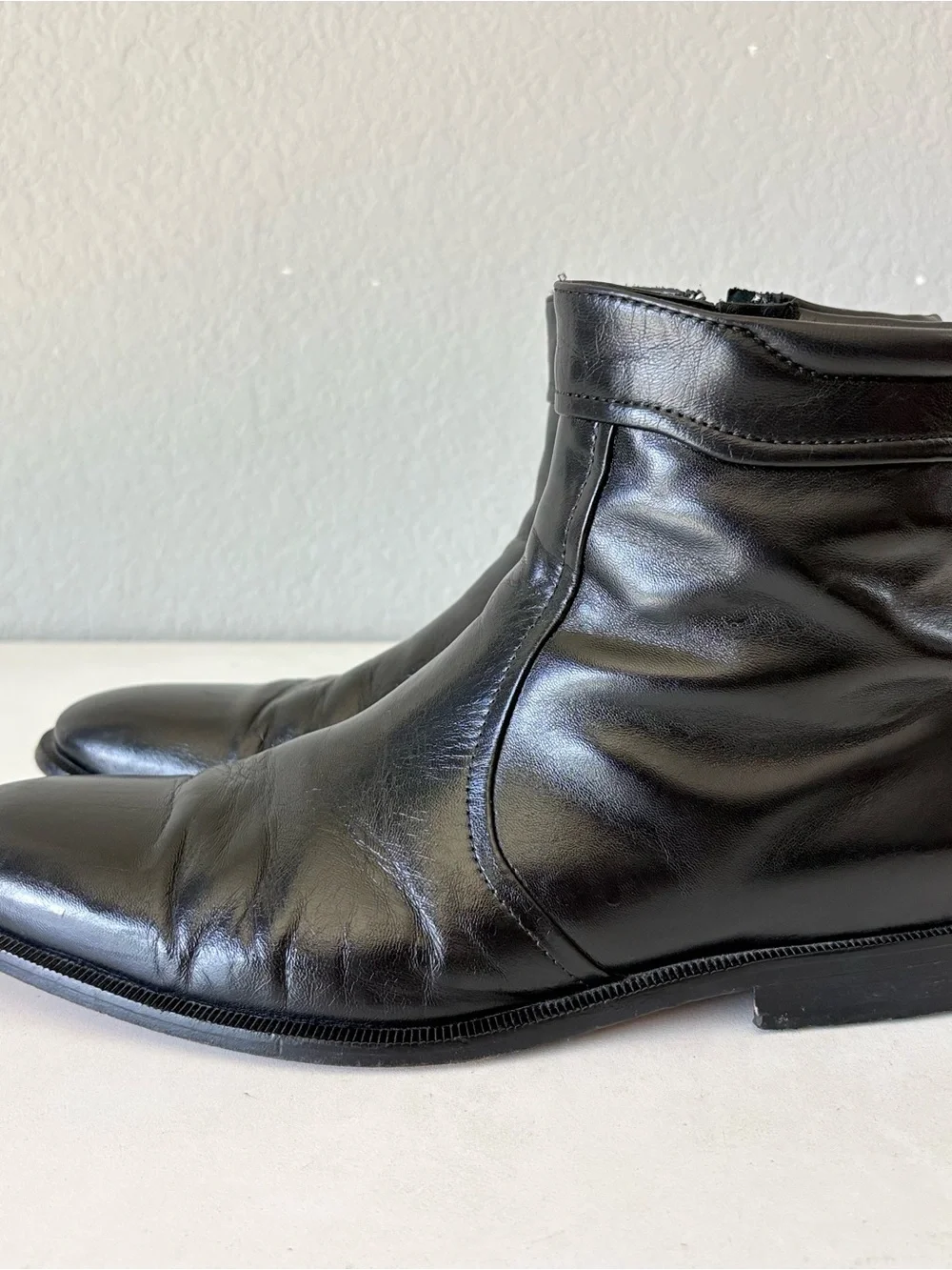 Broletto Black Full Leather Chukka Boots Zip Men’s Size 8 M Made in Italy